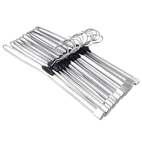 ROLLYWARE 30 Pack Premium Unique Design Stainless Steel Lockable Technology Hangers for Clothes, Velvet, Trouser, Saree, Pants, Skirt Wardrobe