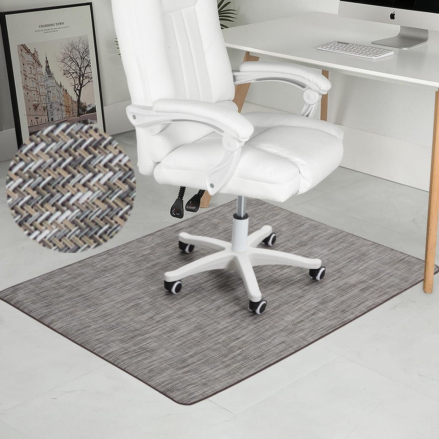 RccugmatS Chair Mat for Hardwood Tile Floor 47 x 52 Heavy Duty Office Chair Mat for Rolling Chairs Anti Slip NonCurve Floor Protector for Home Office Gray Brown