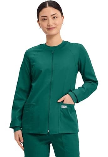 Cherokee Workwear womens Workwear Core Stretch Zip Front Warm Up medical scrubs jackets, Hunter, Small US