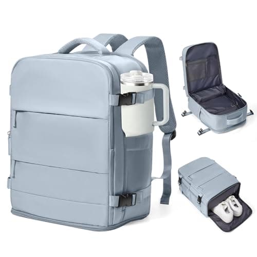 coowoz Travel Backpack Carry On for Women Man Gym Backpacks with Laptop Compartment Mochila de Viaje Teacher Personal Item Backpack Airplane Accessories Must Haves Grey Blue 20L