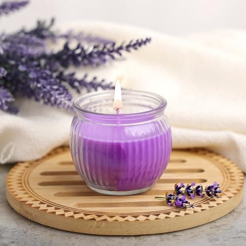 Iris Homefragrances Ribbed Jar Candle- 110g - Fragrance Lavender (Set of 2)