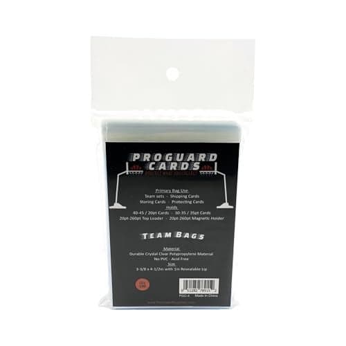 100 Team Bags for Team Sets, Fits up to 35 Cards | Suitable for Top Loaders & Magnetic Mold Holders up to 260pt