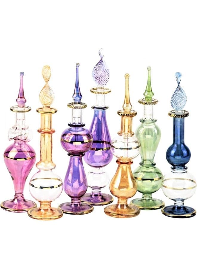 TM Handmade Egyptian Perfume Bottles (Set of 12,4in, Golden)
