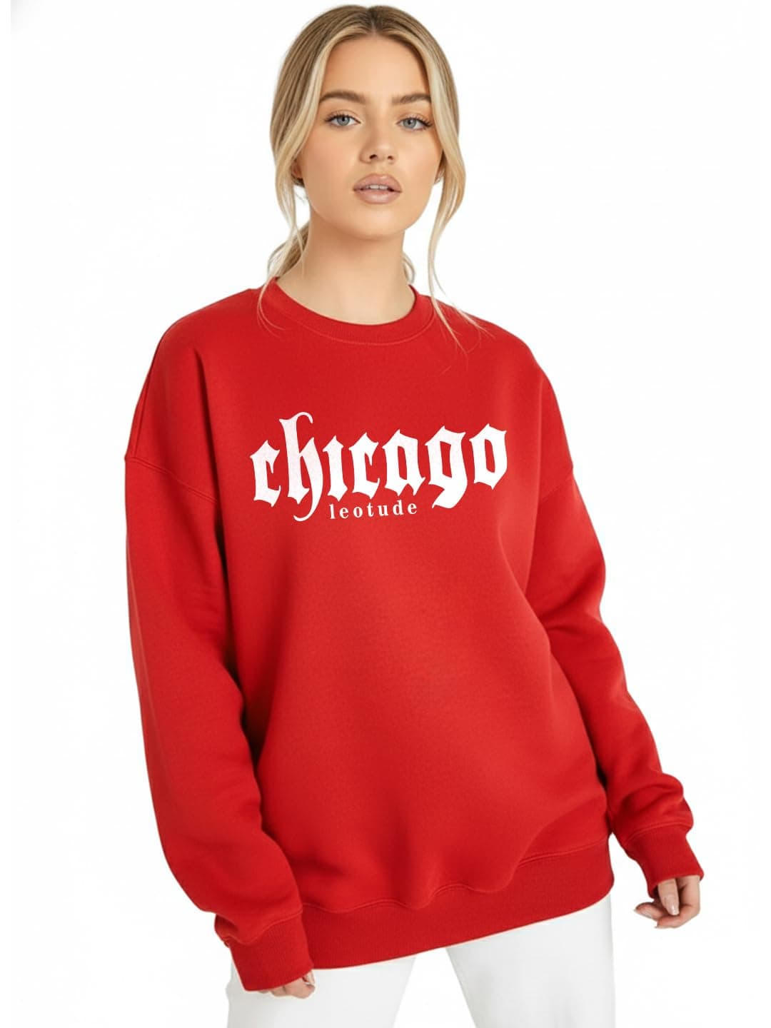 LEOTUDE Women’s Loose fit Round Neck Sweatshirt for Women (GRL_W11_SP-XOD9_P_22Red_2XL)