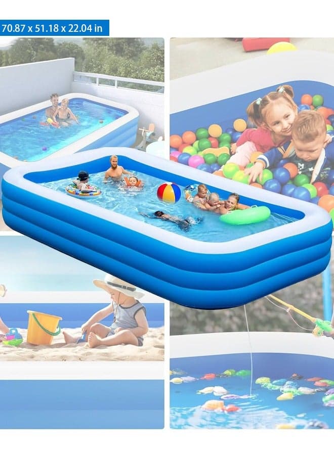Inflatable Swimming Pool Large Blow up Pool Above Ground Swimming Pool for Family Pools for Kid 70.87 x 51.18 x 22.04" Full-Sized Inflatable Pool for Toddler for Outdoors Backyard