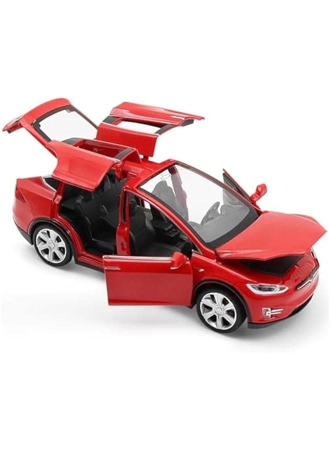 1:32 Scale Model X Alloy Car Model Diecast Toy Vehicles for Kids, Tesla car Model,Pull Back Alloy Car with Lights and Music,Mini Vehicles Toys for Kids Gift ,Children Birthday Gift(Model X-Red)