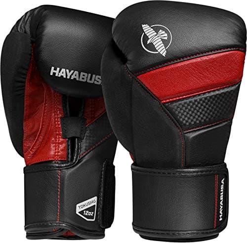 Hayabusa T3 Boxing Gloves for Men and Women Wrist and Knuckle Protection DualX Hook and Loop Closure Splinted Wrist Support 5 Layer Foam Knuckle Padding BlackRed 10 oz