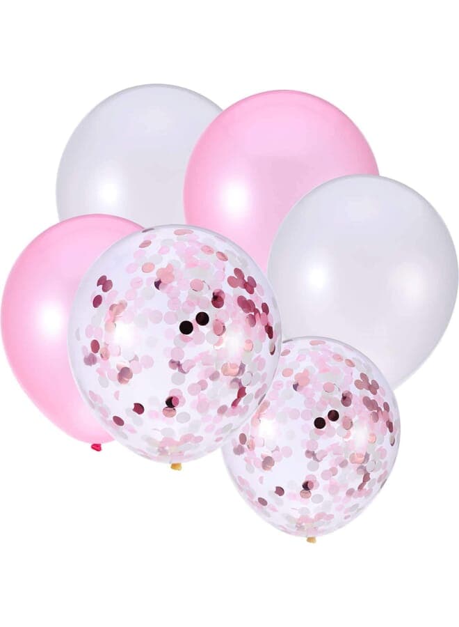 Set Of 12 Latex Confetti Balloons For Birthday Wedding Christening And Themed Party Decorations Pink & White Latex & Pink Confetti Balloons 12 Inches