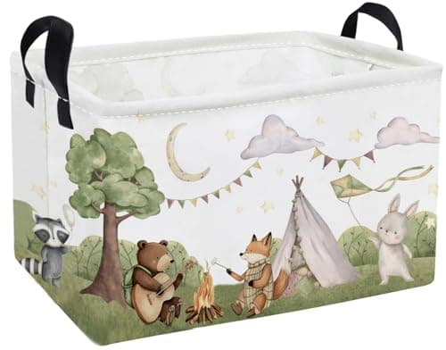 Essme Rectangular Animal BasketCamping Baskets Empty with HandlesCute Baskets for kids Room DecorBoys and Girls Gift BasketCamping animal