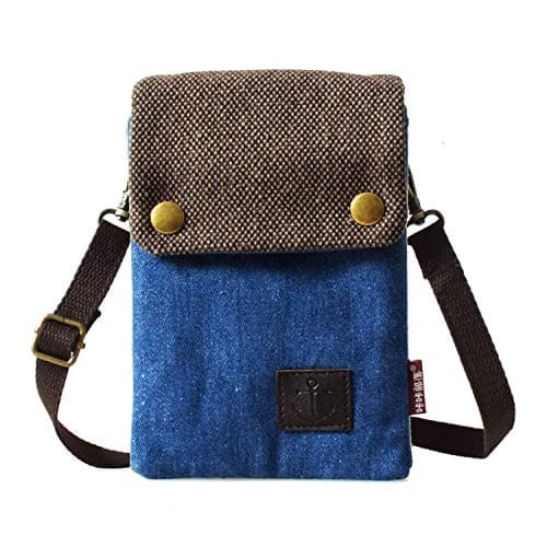 WITERY Small Crossbody Bags for Women - Handmade Cute Canvas Cross Body Phone Purse Cloth Pouch with Adjustable Shoulder Strap, Mini Teen Girl Travel Cell Phone Purse Wallet