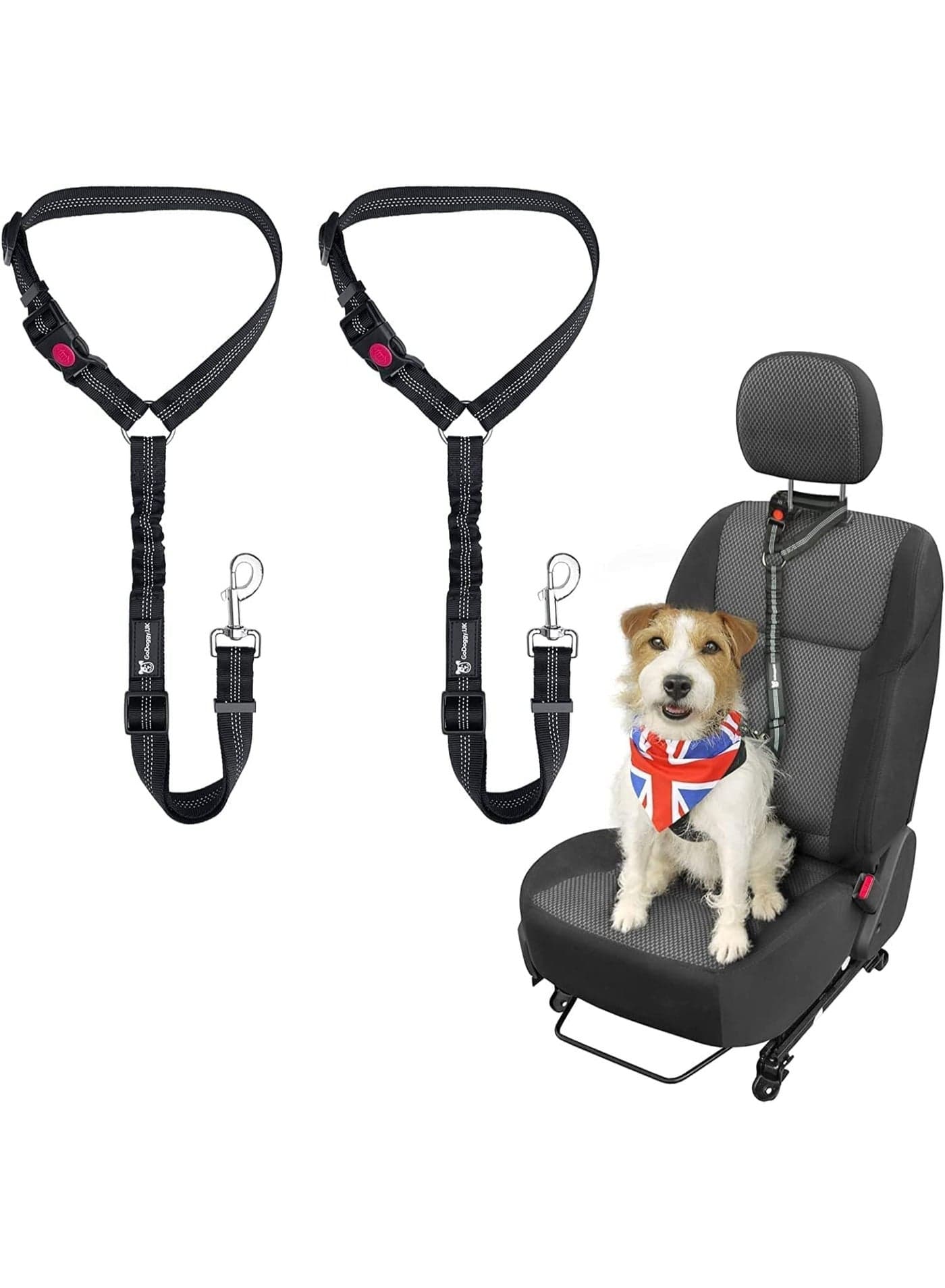 2 Pcs Dog Seat Belt, Adjustable Strong Safety Harness, Reflective Elastic Bungee Connect Dog Harness, Sturdy and Durable, for Pets, for Vehicle Travel Daily Use