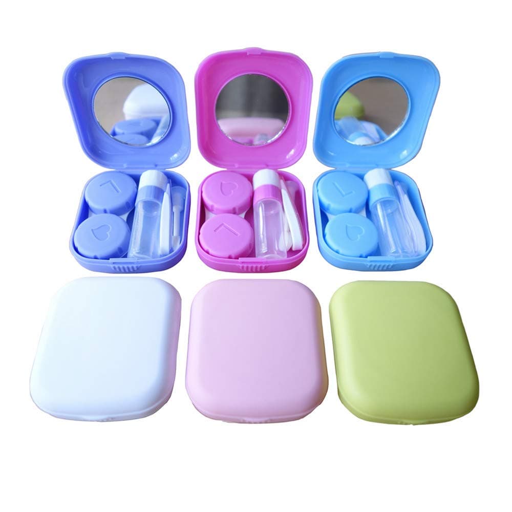 HAMIYELL 6 Pack Contact Lens Case Kit with Insert Mirror Lightweight Compact Portable Travel Contact Lens Box Set