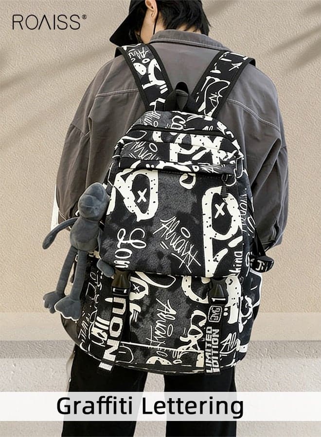 Unisex Stylish Backpack with Zipper, Large Capacity Schoolbag with Adjustable Straps, Multifunctional Multi-pocket Bookbag for Students, Suitable for School, Excursion or Any Outdoor Activities
