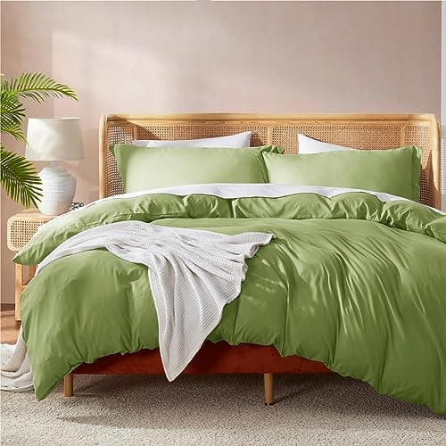 Nestl Twin Duvet Cover Set Soft Double Brushed Calla Green Duvet Cover Twin 2 Piece TwinTwin XL Duvet Cover with Button Closure 1 Duvet Cover 68x90 inches and 1 Pillow Sham