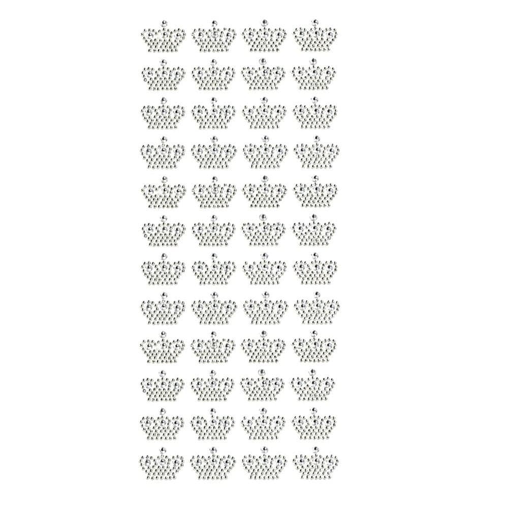 Homeford Royal Crown Rhinestone Stickers 34Inch 48Count Silver