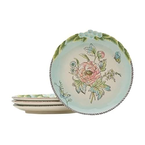 Fitz and Floyd Fitz & Floyd English Garden Bloom Accent Plate, Set of 4, 9 Inch, Blue