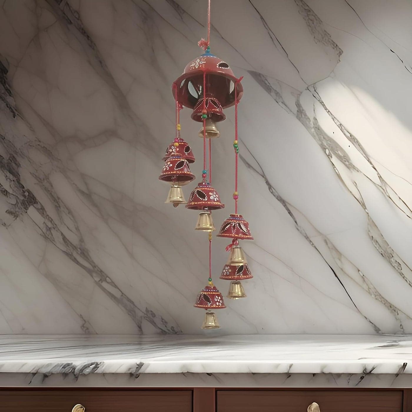 Home Decor Wind Chime Handicrafts Home Decoration handicrafts Big Bells Bells Wall Hanging Hand Painted Varient Colors Bells Maroon