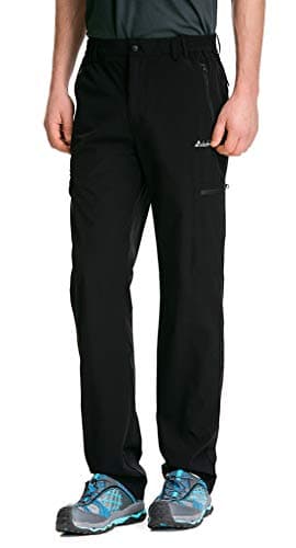 clothin Mens ElasticWaist Travel Pant Stretchy Lightweight Pant MultiPockets Quick Dry Breathable BlackXL42W x 30L