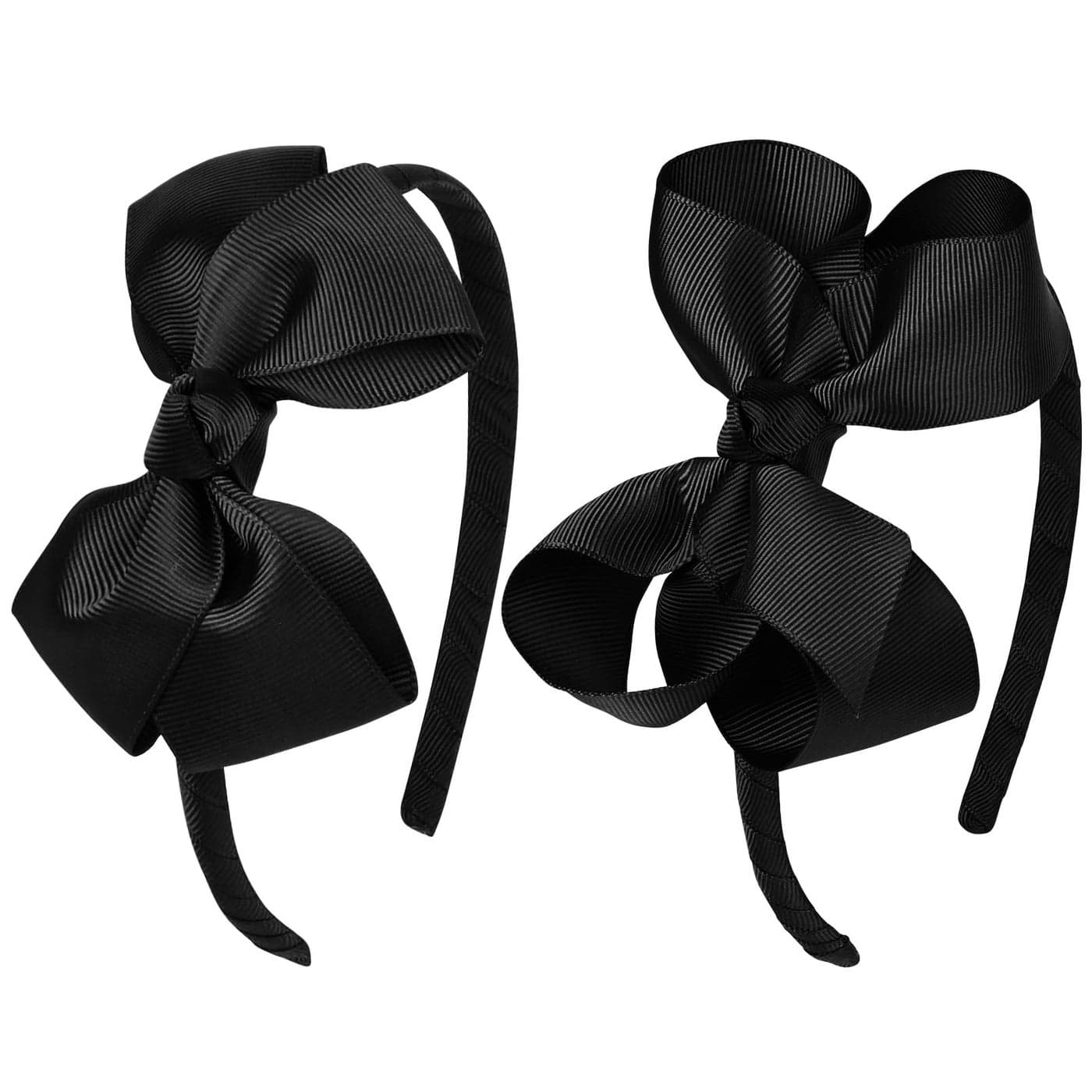 DEEKA 2 PCS 4 Black Bow Headband Grosgrain Ribbon Hair Bows for Toddlers Hair Band Accessories for Little Girls Kids Set of 2 Black