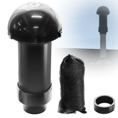 Rolkely Vent Stack Pipe Filter with Mushroom Cap | Eliminates Outdoor Odors | Fits Standard PVC/ABS Pipes | Durable ABS Construction | Long-Lasting Activated Carbon | Earth-Friendlier | Fits 1.5/2.0"