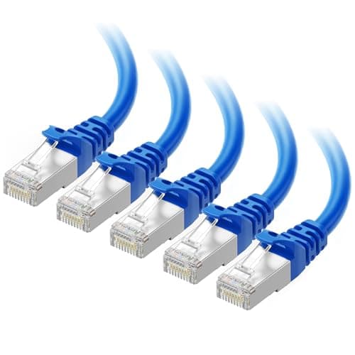 Cable Matters 10Gbps 5-Pack Snagless Shielded Cat 6A Ethernet Cable - 14ft, Cat 6A Cable, Cat6A Cord, Ethernet Cord, Blue