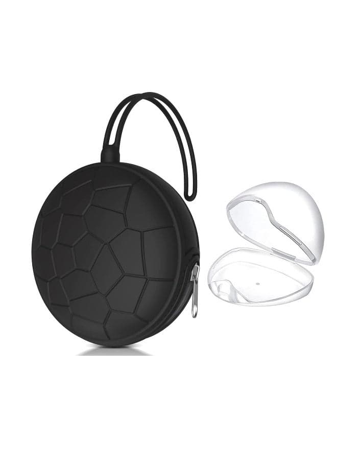 Smlpuame Pacifier Holder Case, Mothers Day Gifts for Mom BPA Free Portable Silicone Baby Pacifier Cover Pouch for Diaper Bag Stroller, Travel Outdoor Activities, Easy to Clean (Football & Black)