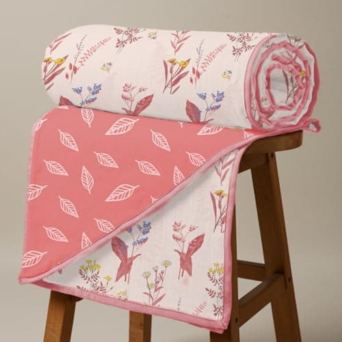 Urban Space 100% Cotton Malmal Double Bed Dohar, All Season Reversible Blanket, Soft, Lightweight and Breathable Ac Dohar/Quilt/Blanket/for Bed, Sofa AC Blanket (86 x 95 inch, Whisper Peach)