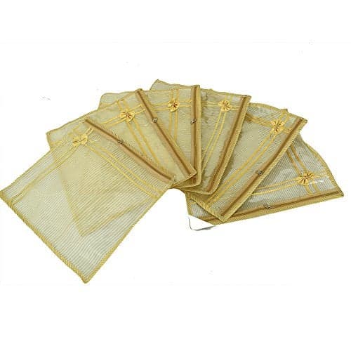 Kuber Industries Single Packing Saree Cover in Tissue Transparent Sheet Set of 6 Pcs Collection Gift -KI3195,Golden,Standard,KI9125