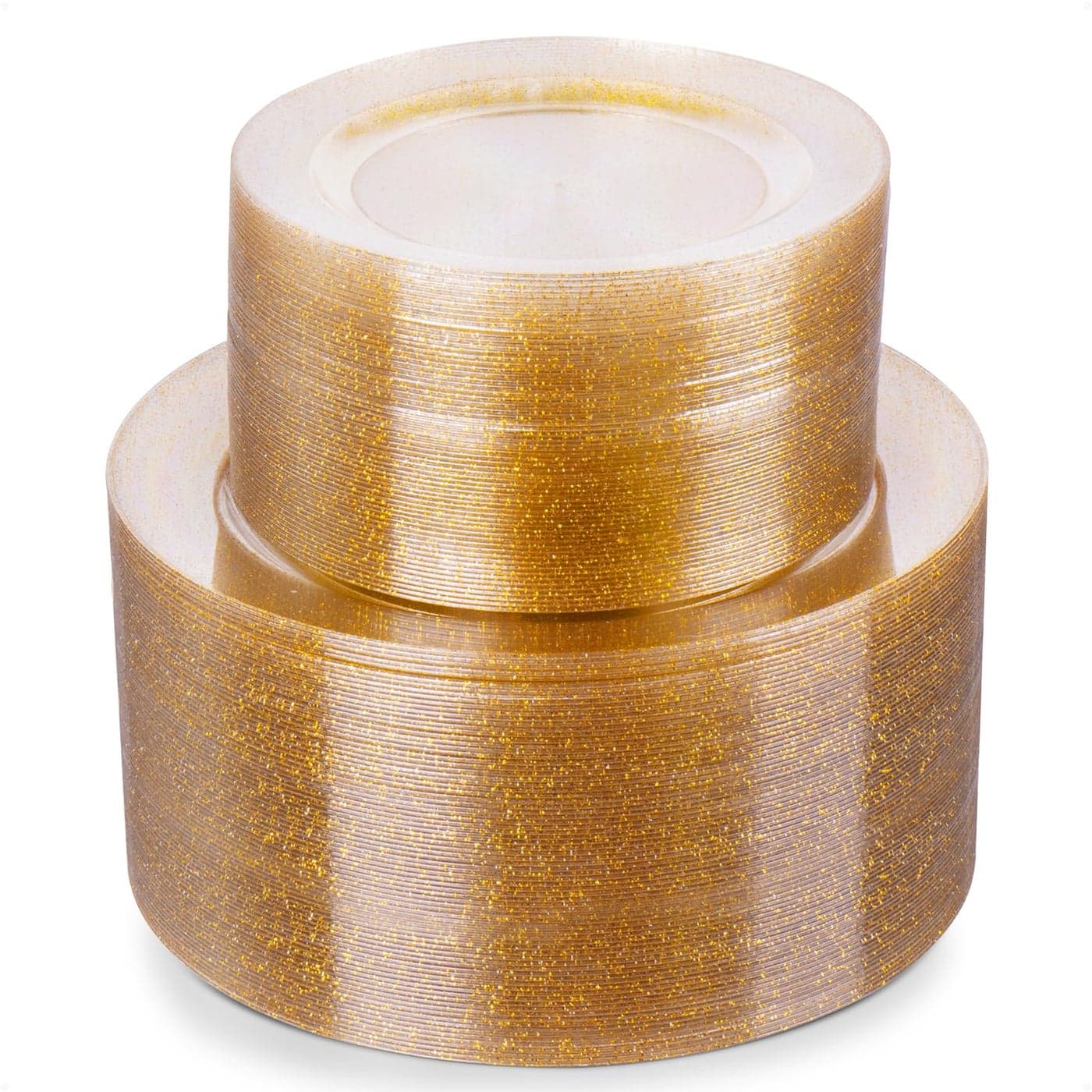Goodluck Gold Glitter Plastic Plates 200PCS Set 100 Dinner 1025 Inch 100 Dessert 75 Inch Plates Disposable Suitable for Parties Weddings Christmas