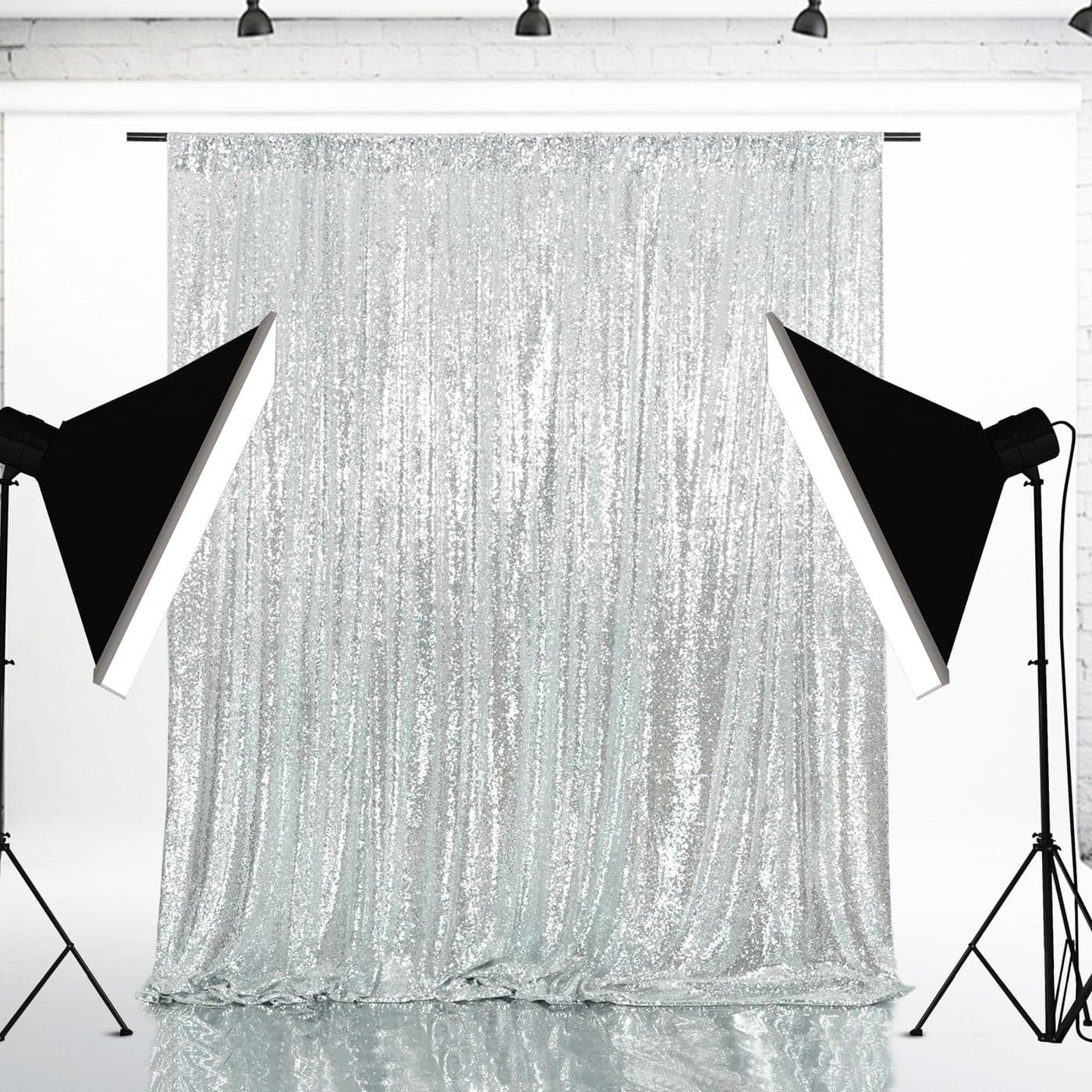Eternal Beauty Silver Sequin Backdrop 6x8 Ft Glitter Background Curtains for Shimmer Photography Party Wedding Birthday Back Drop Decor
