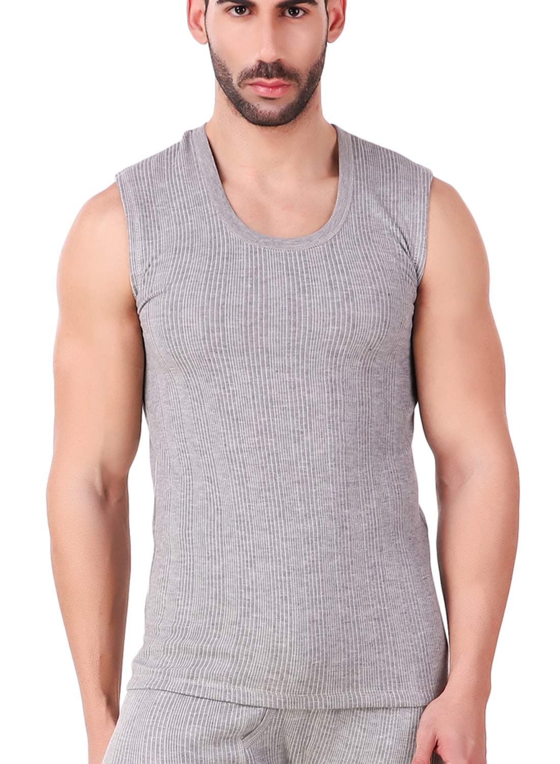 HAP Men's Quilted Light Grey Thermal Sleeveless Top/Mega Top