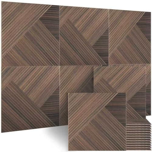 BUBOS 6 Pack Acoustic Wood Wall Panels, 23.6x23.6 Inch Sound Absorbing Panels with Full Adhesive Backing, Decorative Peel and Stick for Recording Studio & Home Office(Red Brown Walnut)