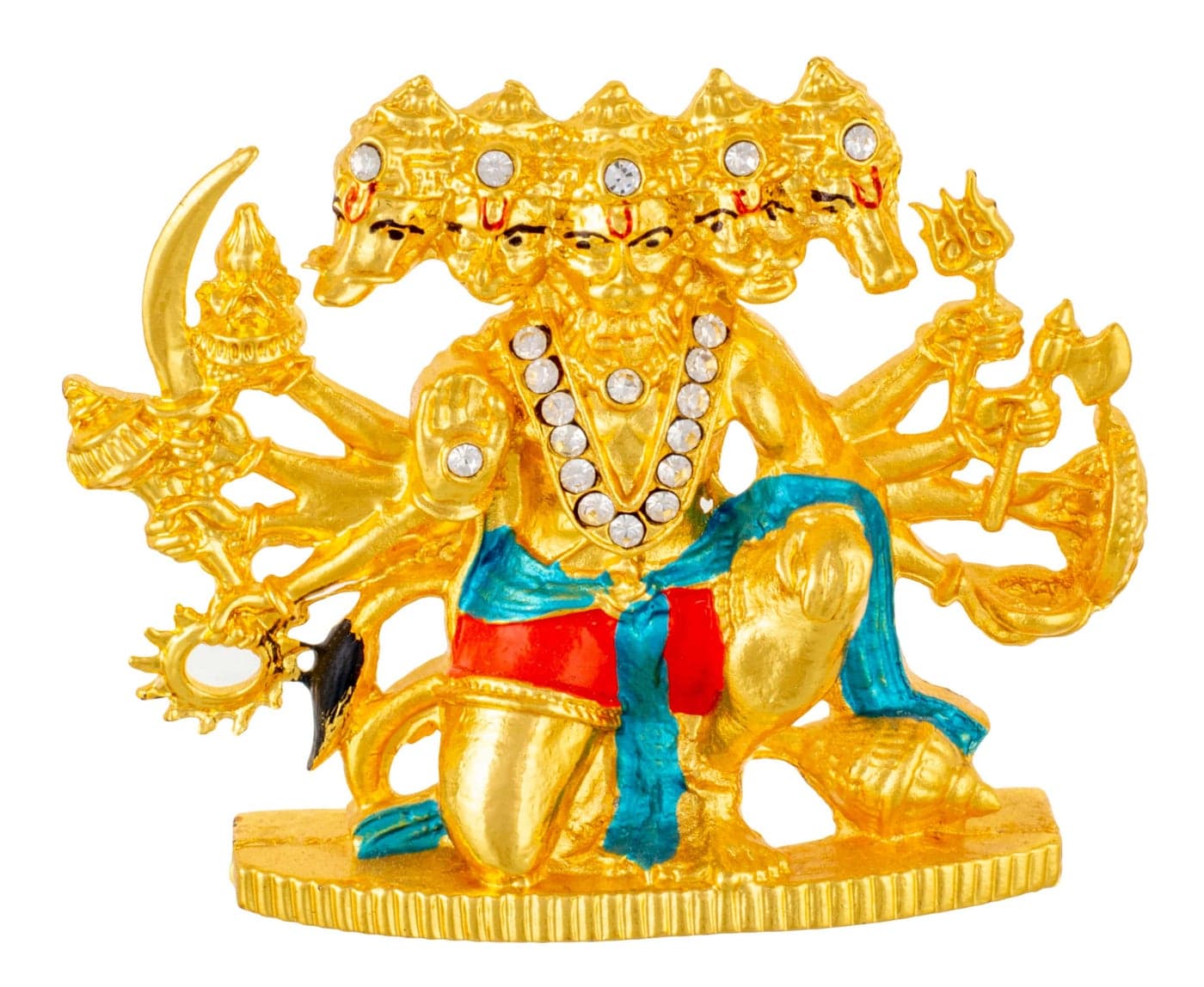 GCT Panchmukhi Hanuman Idol 5 Faced Bajrang Bali Murti (B-181) Color Metal Statue for Home Décor Car Dashboard Mandir Pooja Murti Temple Puja Office Table Showpiece