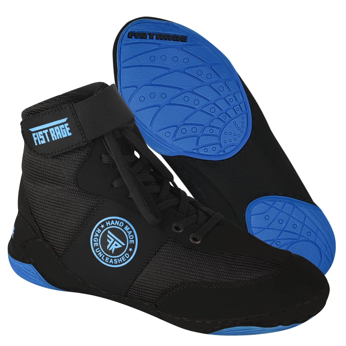 FISTRAGE Wrestling Shoes Fighting Sports Master Training Mesh and Rubber Sole Unisex Pro Mens and Youth Genuine Boot Light Weight Combat Footwear for Adults BlueBlack 10