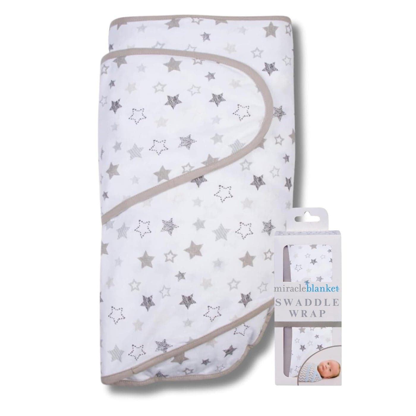 Miracle Blanket Swaddle Wrap Help Your Newborn Sleep Longer Soft Secure Sleep Sack for Infants EasytoUse Swaddling Blanket for a Calm Baby Gray Stars
