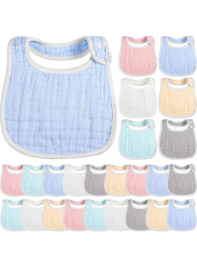 Yahenda 24 Pcs Muslin Baby Bibs Bandana Drool Bibs for Unisex Boys Girls Soft Cotton Drooling 8 Absorbent Layer,adjustable with Easy Snaps for Teething Baby Girl, Boy, Newborn Infant