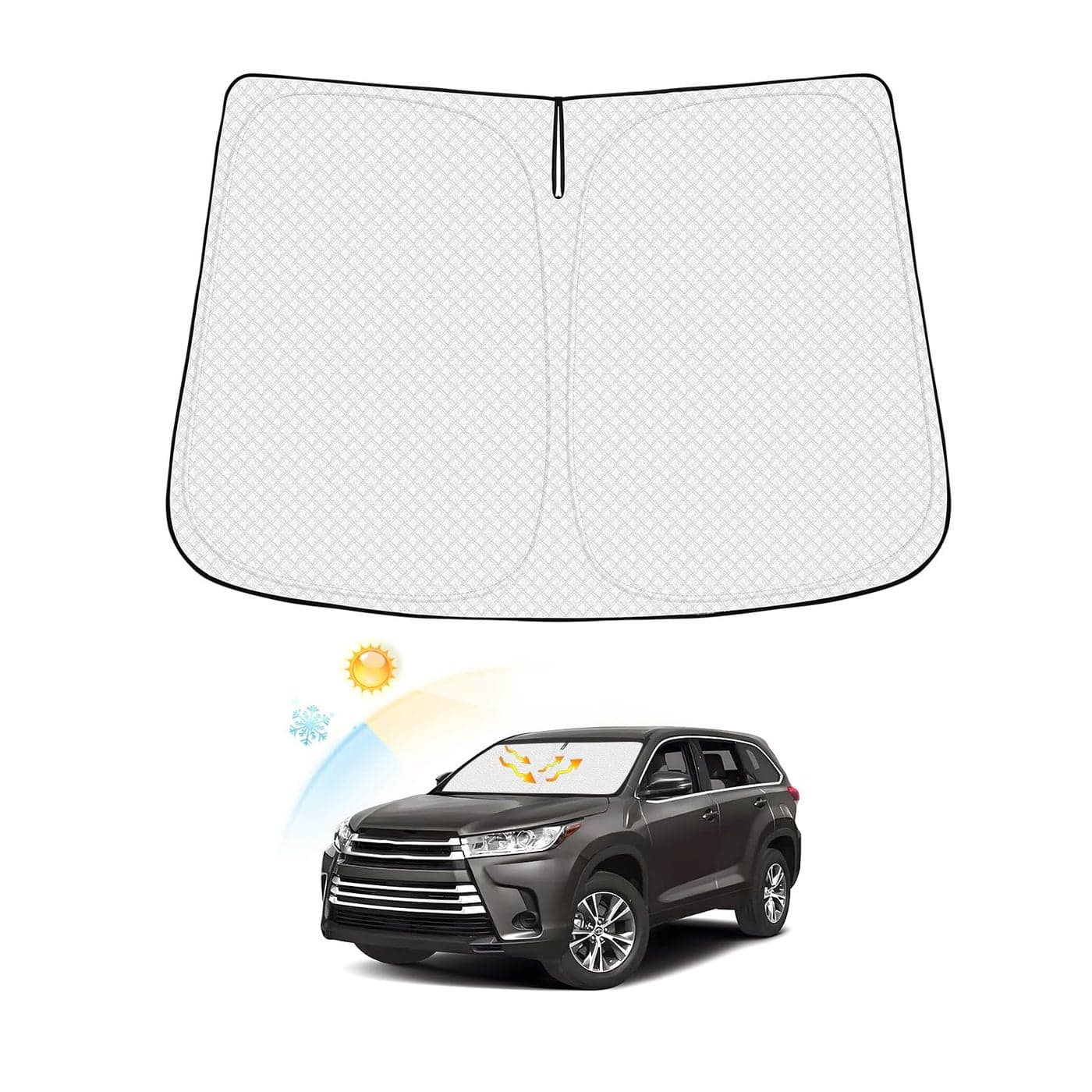 Canvcle Windshield Sun Shade for Toyota Highlander 20142019 Thicken 6Layer Foldable Front Window Sunshade Sun Visor Protector Block UV Rays Keep Vehicle Cool