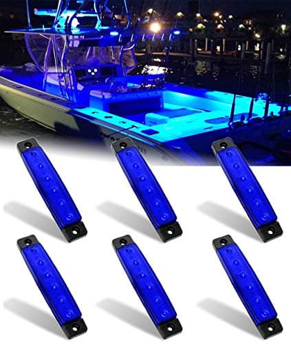 Shangyuan Marine Strip Lights, 6 LED Utility Strips, White Courtesy Light, 12V Interior Boat Lights, Blue, 6PCS
