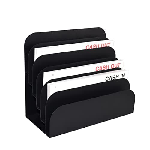 BankSupplies STEELMASTER 6 Slot File Desk Organizer Paper Organizer Black Powder Coat Finish Scratch ChipResistant Forms Applications Deposit Slips Checks