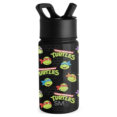 Simple Modern TMNT Kids Water Bottle with Straw Lid | 14oz Insulated Stainless Steel Kids Tumbler & Spill Proof Toddler Cup for School, Girls, Boys | Summit | TMNT Turtles Unite