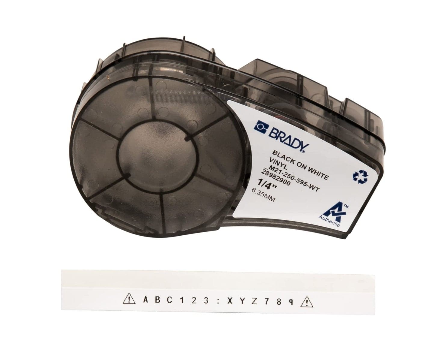 Brady Authentic (M21-250-595-WT) All-Weather Vinyl Label for Indoor/Outdoor ID, Lab and Equipment Labeling, Black on White- For M210, M210-LAB, M211, BMP21-PLUS and BMP21-LAB Printers, .25" W, 21' L
