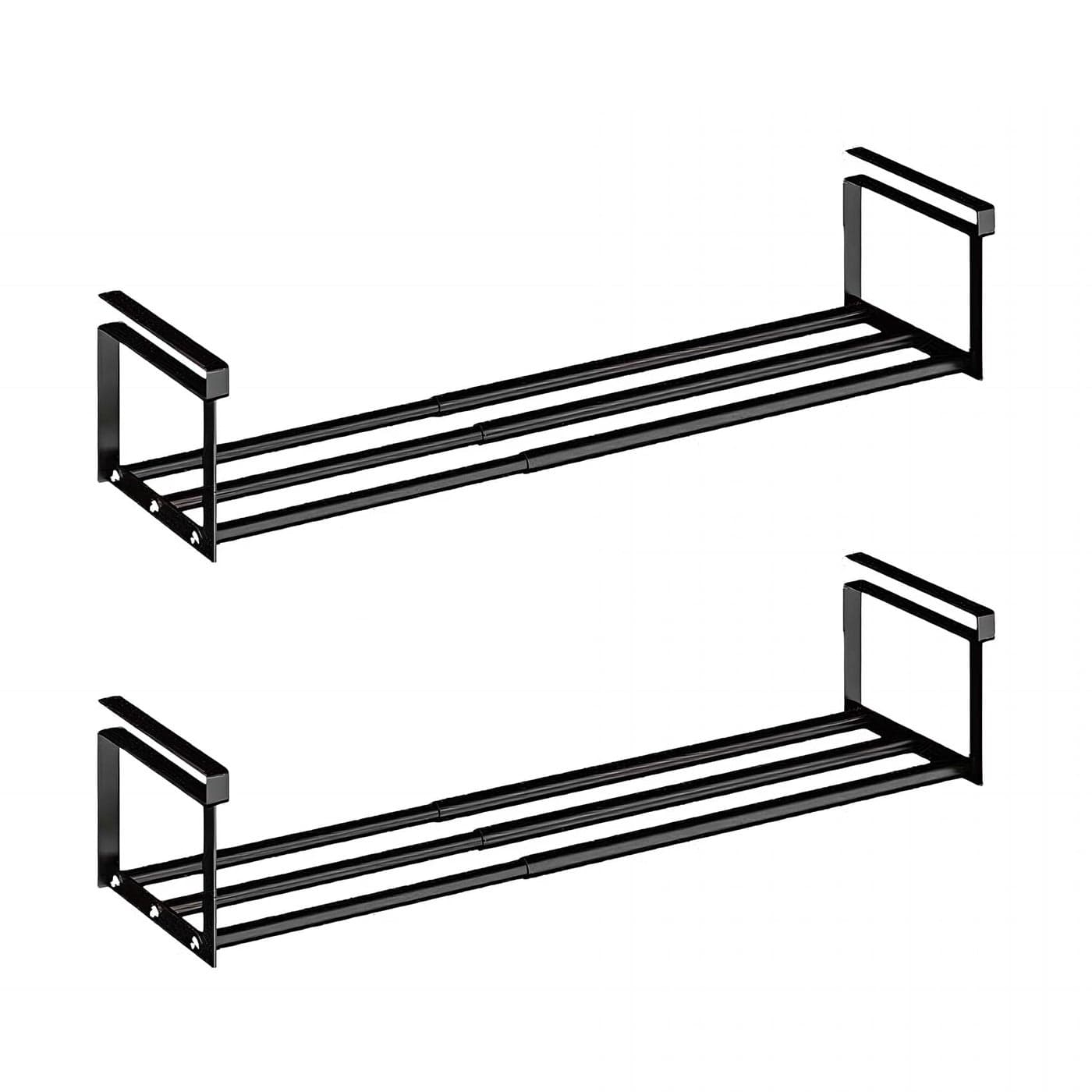 HGZBS Expandable Shoe Rack Organizer Adjustable Shoe Rack Under Cabinet Shelf for Shoe or Clothing Storage and Organization Under Shelf Storage Black2 Pcs