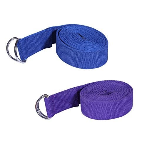 Footmate Yoga Belt for Men and Women Pack Of 2 | Yoga Strap with Extra Safe Adjustable D-Ring Buckle | 8 FT Long Durable and Premium Cotton Stretch Band Use for Yoga, Pilates, Gym, Fitness