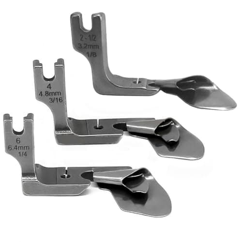 Fbshicung 3 Piece Industrial Curved Scroll Hemmer Foot 1/8"+3/16"+1/4" Hem Pull Tube Presser Foot Silk Chiffon Skirt Crimping Presser Foot Compatible with Brother JUKI CONSEW Singer