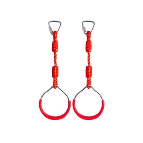 Shopster Kids Gymnastic Rings,Kids Playground Home Swing Sets - Fitness Indoor Outdoor Equipments (Red)