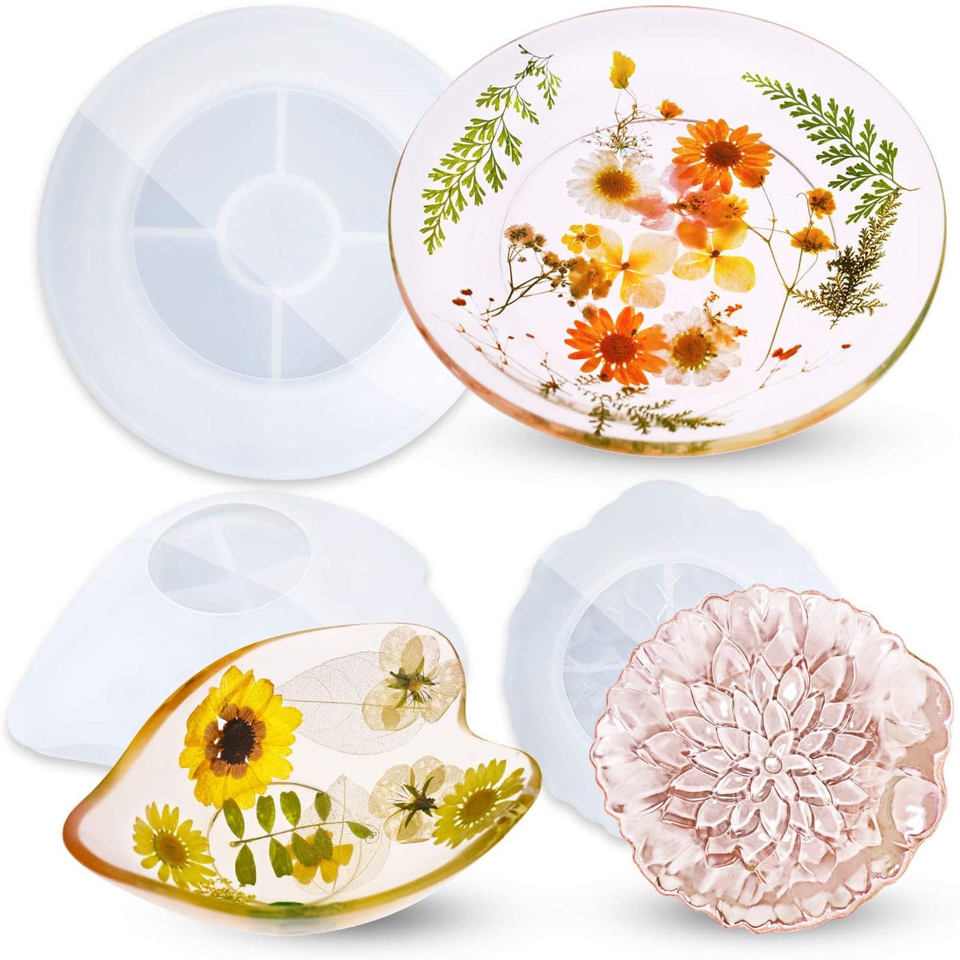 NiArt Epoxy Resin Soft Silicone Molds DIY Casting 3 Shapes Handmade Druzy Agate Geode Jewelry Tray Soap Dish Candle Holder Trinket Platter Home Decoration Storage Container Holiday Ornament Art Craft