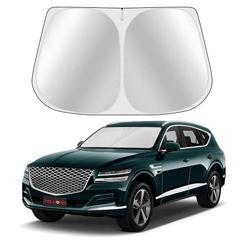 Toluoma Custom Fit Windshield Sun Shade for Genesis GV80 2021-2025 - Full Coverage, 210T Reflective Fabric, Double-Layer Design - Blocks 99% UV Rays, Keeps Car Cool, Easy to Install and Store