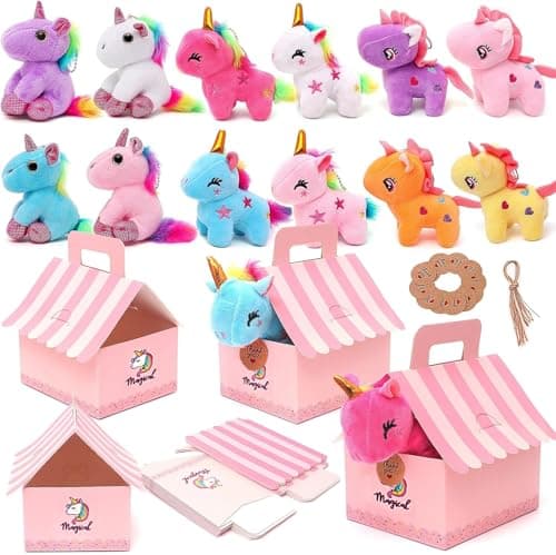 Unicorn Party Favors Unicorn Stuffed Animals for Girls Mini Stuffed Animals Bulk Plush Keychain Birthday Gifts for Girls 12 Pack