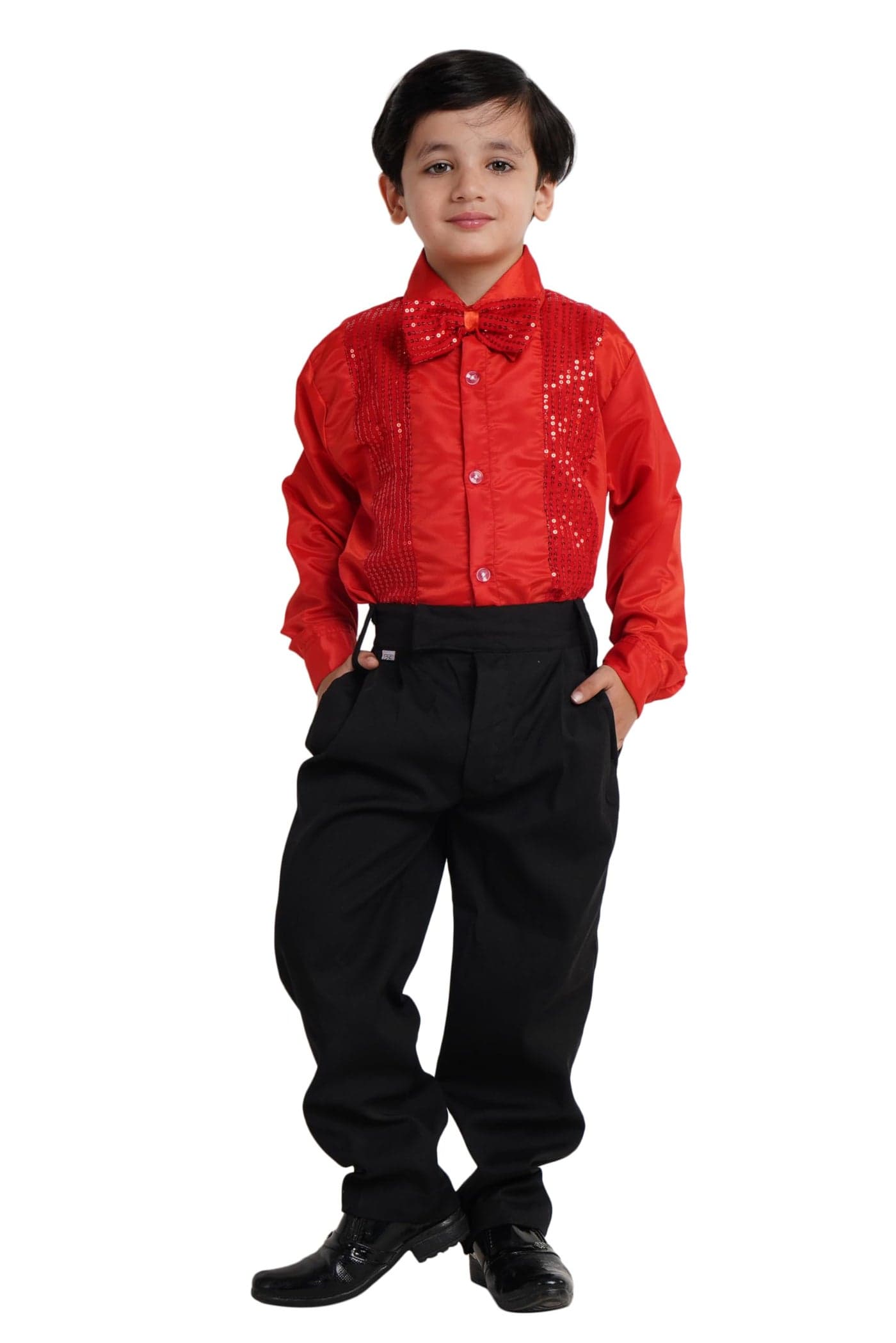 Kaku Fancy Dresses Dance Costume Shinning Shirt for Kids | Sequin Work School Annual Funtion Shirt For Boys