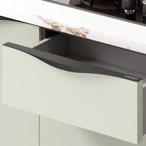 LAPO Elite 10 Inch Aluminum Kitchen Profile Handle, Cabinet Profile Handles, Drawer Handle for Kitchen, Profile Handles for Wardrobe, Profile Pull Handle for Home, Hotel, Office(Black Finish)
